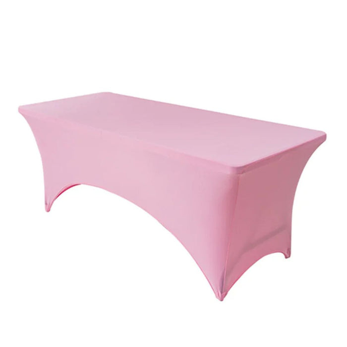 Anyhouz Tablecloth Light Pink Stretch Spandex Rectangle Fitted Table Cover Home Party Decoration