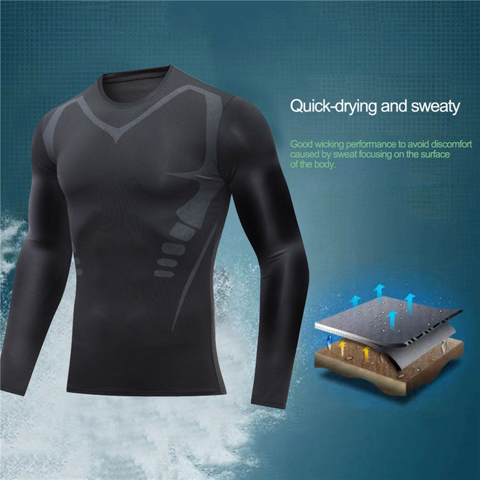 Anymens Fitness Tshirt Black Long Sleeve Compression Running Sport Shirts Training Jogging Tops Gym Sportswear Dry Fit Rashguard For Men