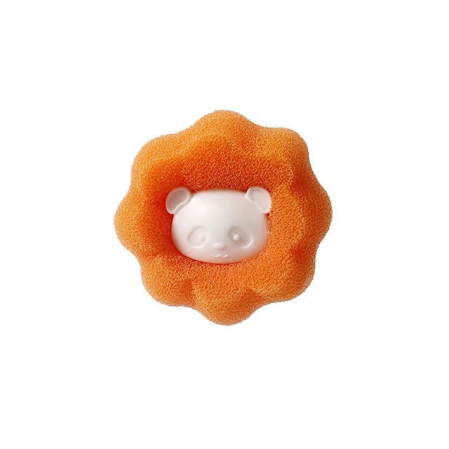 Anyhouz Magic Laundry Ball Orange Panda Sponge Reusable Pet Hair Lint Fiber Catcher Remover Tool For Washing Machine