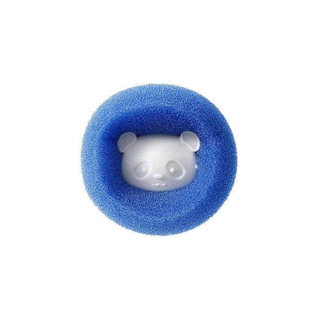 Anyhouz Magic Laundry Ball Blue Panda Sponge Reusable Pet Hair Lint Fiber Catcher Remover Tool For Washing Machine