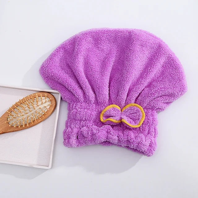 Anyhouz Hair Bonnets Purple Microfibre Quick Hair Drying Bath Spa Bath Towels for Womens Shower Hat Bathroom Accessories