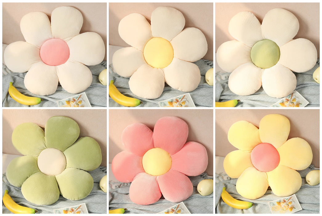 Anyhouz Plush Pillow Pink Flower Shape Stuffed Soft Pillow Seat Cushion Room Decor 50-55cm