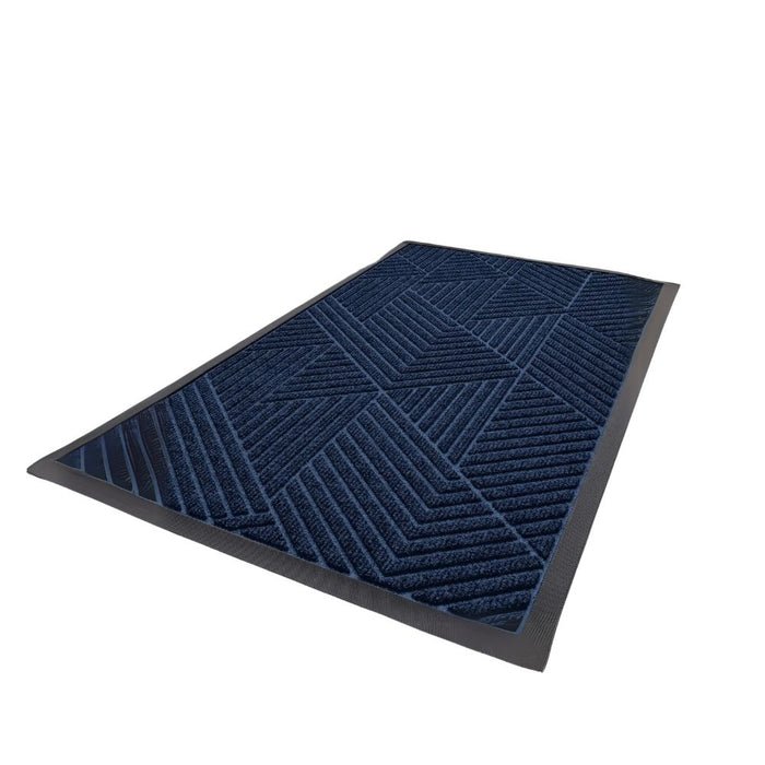 Anyhouz Doormat Navy Blue Geometric Rubber Non Slip Dirt Trap Absorbent Mat