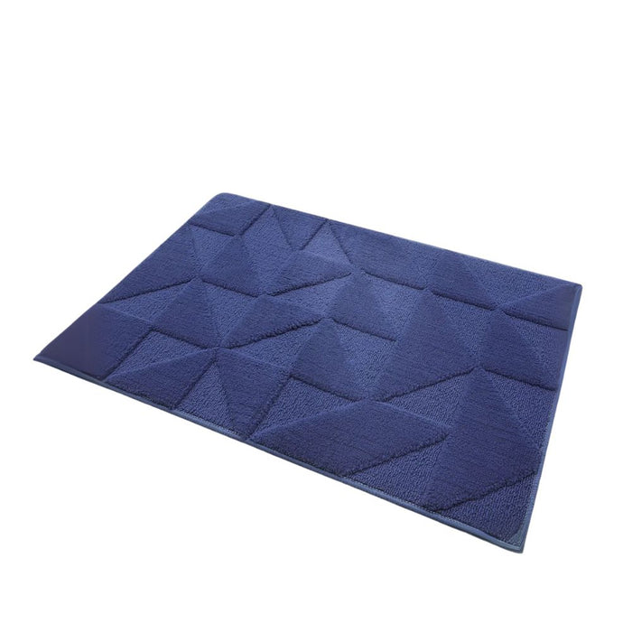 Anyhouz Doormat Navy Blue Geometric Non Slip Dirt Resistant Mat For Kitchen And Bathroom