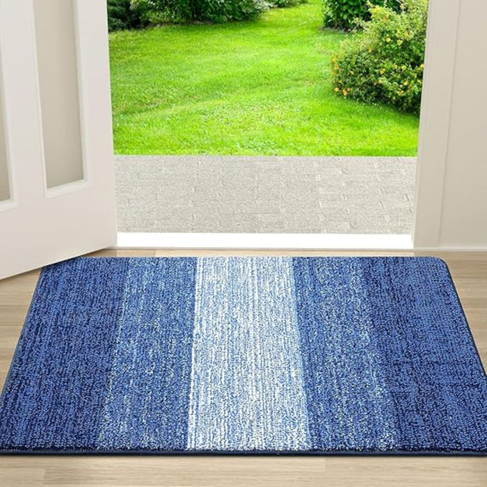 Anyhouz Doormat Navy Blue Stripe Non Slip Dirt Resistant Mat For Kitchen And Bathroom