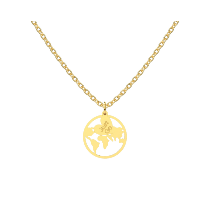 Anyco Necklace 18K Gold Plated 925 Silver Round Heart Charm Pendant with Zircon Gift Jewelry