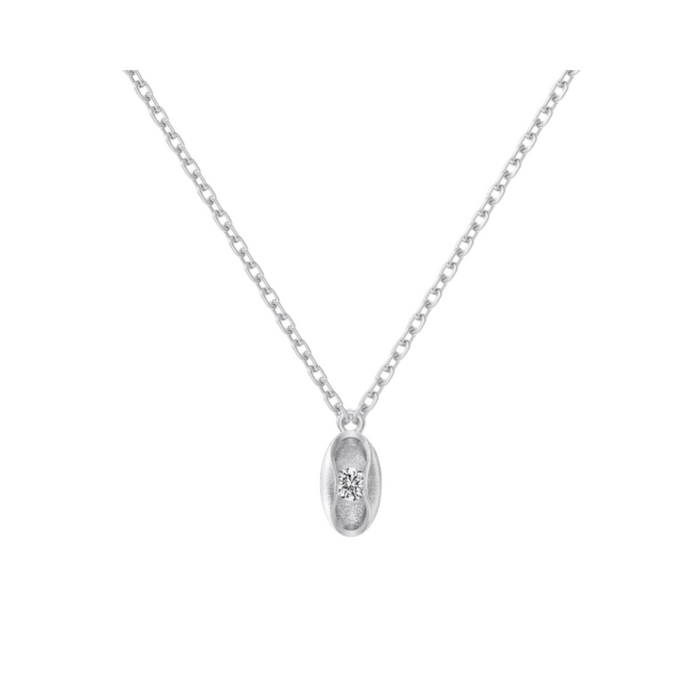 Anyco Necklace 925 Silver Bean Shape Pendant with Zircon 8A Gift Jewelry for Women