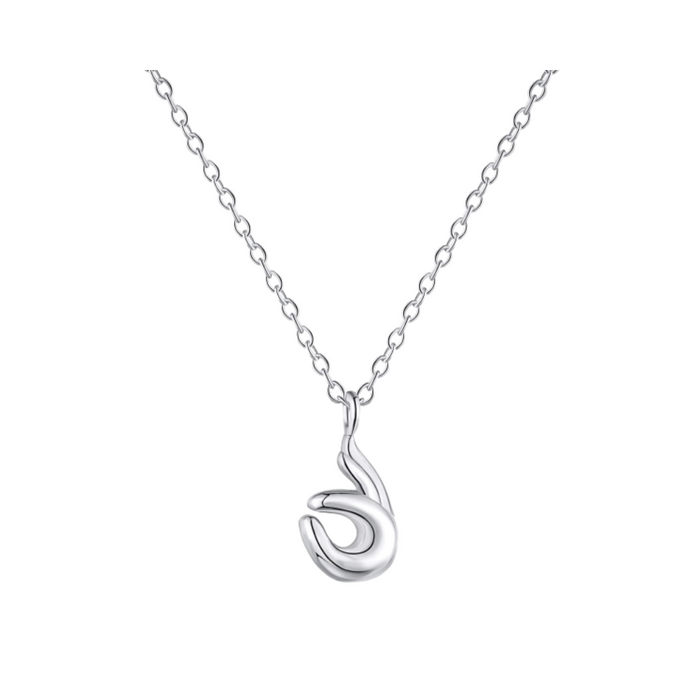 Anyco Necklace 925 Silver Okay Sign Pendant Gift Jewelry for Women