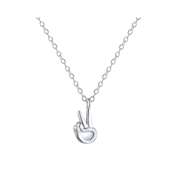 Anyco Necklace 925 Silver Peace Sign Pendant Gift Jewelry for Women