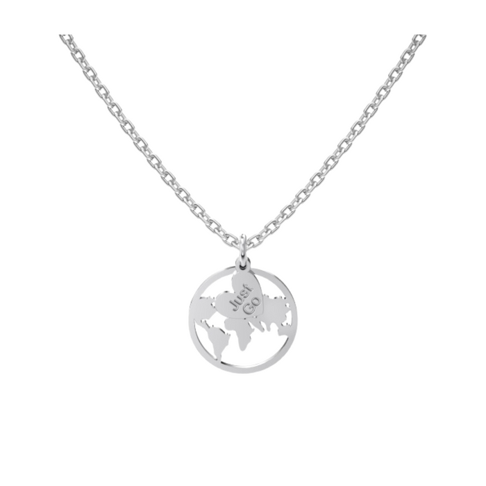 Anyco Necklace 925 Silver Round Heart Charm Pendant with Zircon Gift Jewelry