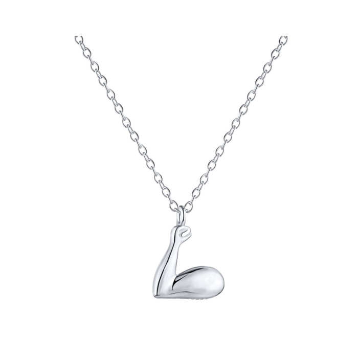 Anyco Necklace 925 Silver Sculpted Bicep Pendant Zircon Gift Jewelry for Women