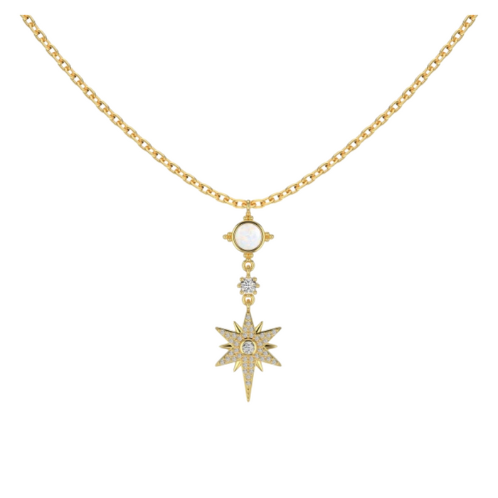 nyco Necklace 18k 925 Silver Celestial Star Pendant with Zircon 5A Gift Jewelry for Women