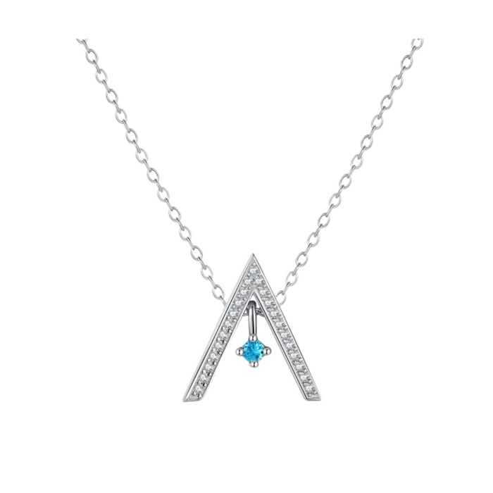 Anyco Necklace 925 Silver Triangular Colorful Stone Pendant with Zircon 5A Gift Jewelry