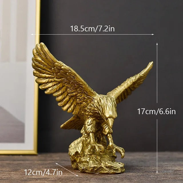 Anyhouz Home Figurine Golden Eagle Statue Small Resin for Living Room Desktop Decoration Accessories Gifts