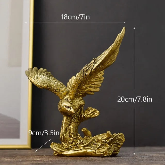 Anyhouz Home Figurine Golden Falcon Statue XS Resin for Living Room Desktop Decoration Accessories Gifts