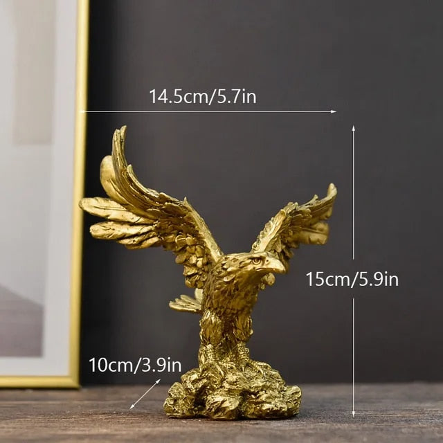 Anyhouz Home Figurine Golden Eagle Statue XS Resin for Living Room Desktop Decoration Accessories Gifts