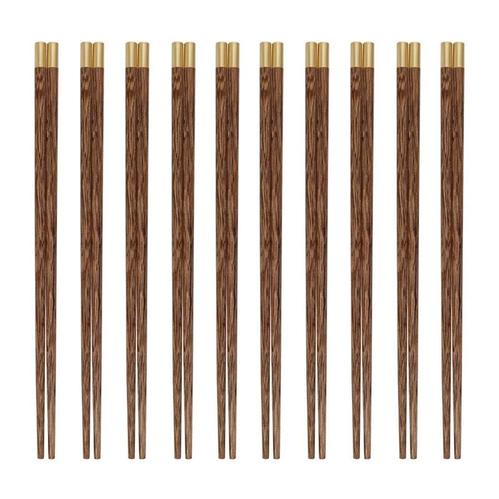 Anygleam Dark Brown 10pairs Wooden Chinese Sticks Set Food Kitchen Tableware