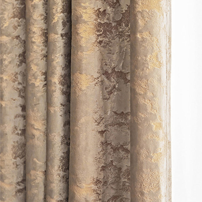 Anyhouz Curtain Golden Brown 100cmx270cm Embossed Velvet Fabric Luxury Blackout Curtains