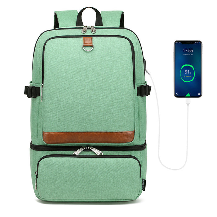 Anypack Backpack Green Waterproof With USB Charging Port Insulated Compartment Bag