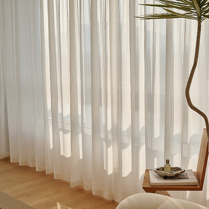 Anyhouz Curtain White 300cmx250cm Sheer Transparent Line Window Home Curtain