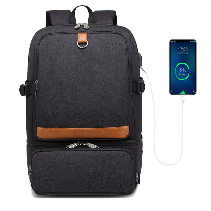 Anypack Backpack Black Waterproof With USB Charging Port Insulated Compartment Bag