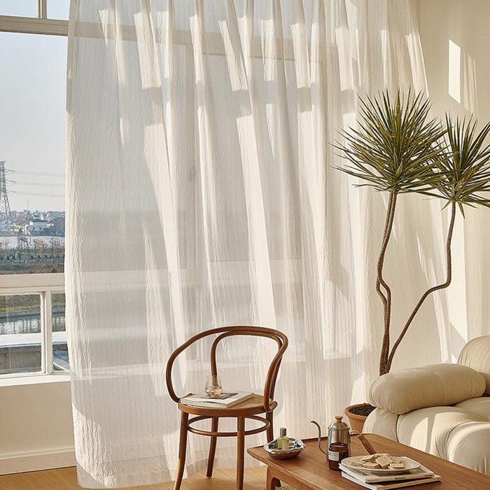 Anyhouz Curtain White 500cmx250cm Sheer Transparent Line Window Home Curtain