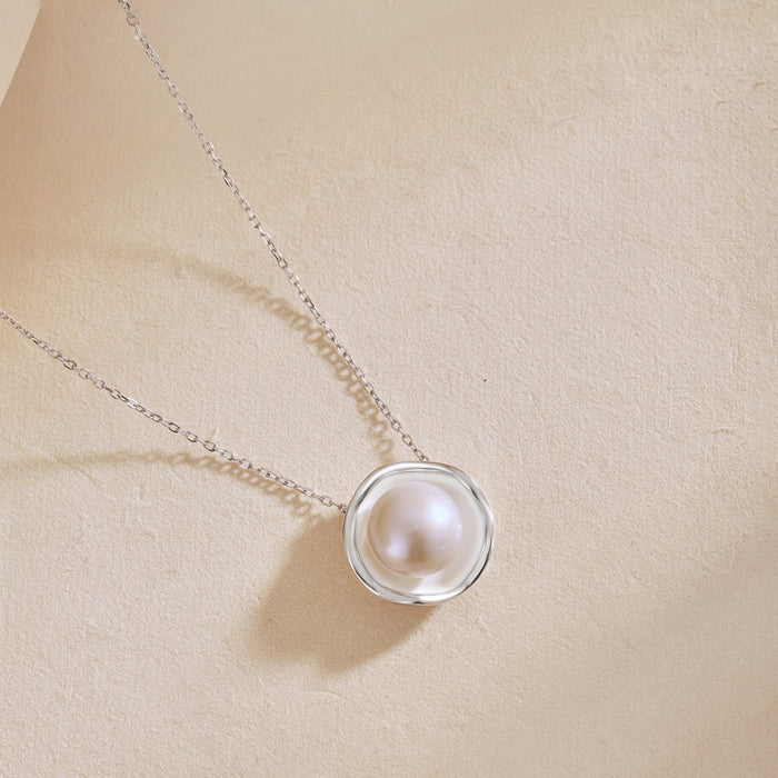 Anyco Necklace 925 Silver for Women Dainty Choker Pearl Pendant  Rhodium Platting Jewelry