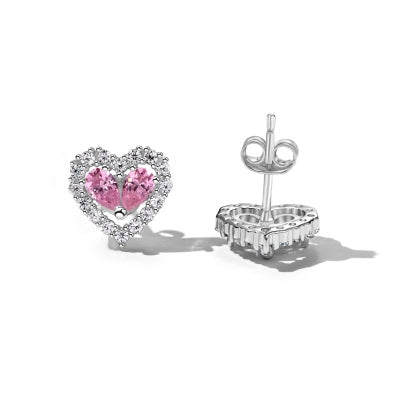 Anyco Earrings 925 Silver Sapphire Heart Sparkling Diamond Earcuff Zirconia Studded Stylish For Women