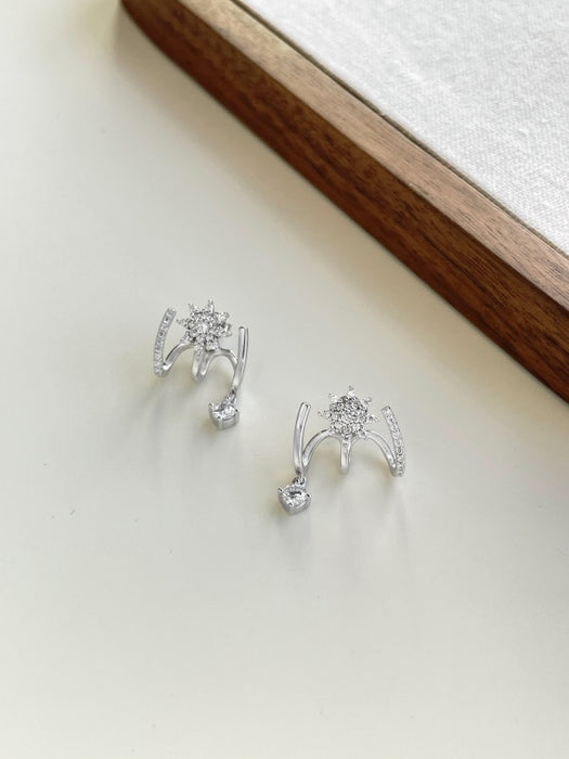 Anyco Earrings 925 Silver Crystal Star Diamond Fancy Earcuff Claw Trendy Fashion Accessories