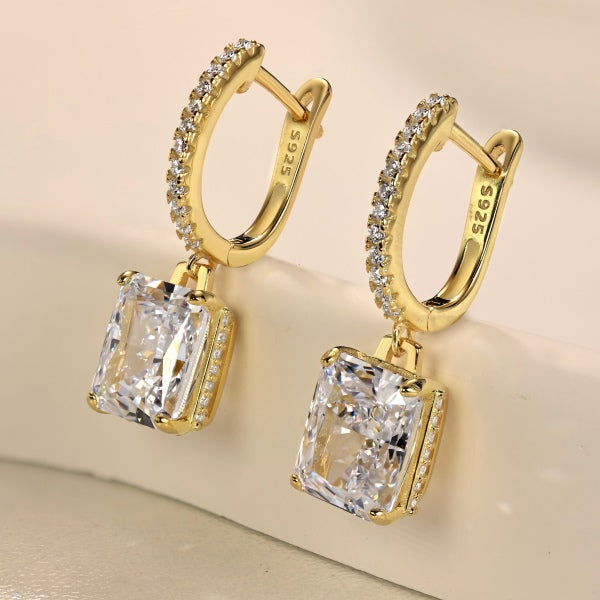 Anyco Earrings 925 Silver Cushion Diamond Drop Rhinestone Dangle Stylish Fashion Accessories