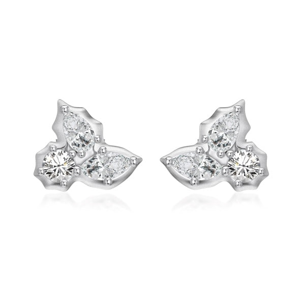 Anyco Earrings 925 Silver Round Diamonds Stud Style Fashion Acessories For Women