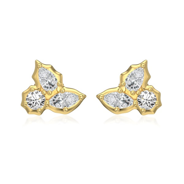 Anyco Earrings 925 Silver Round Diamonds Stud Style Fashion Acessories For Women