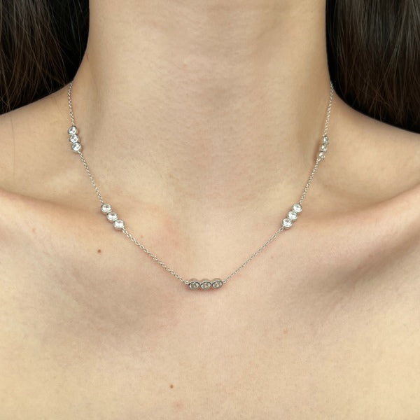 Anyco Necklace 925 Silver Trio Sparkling Moissanite with Zircon 5A Gift Jewelry