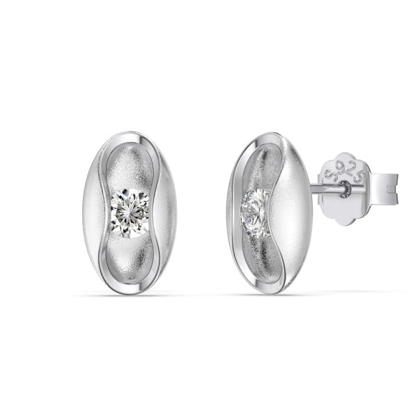 Anyco Earrings 925 Silver Stud Shaped With Sparkling Crystal Minimalist Jewelry For Women