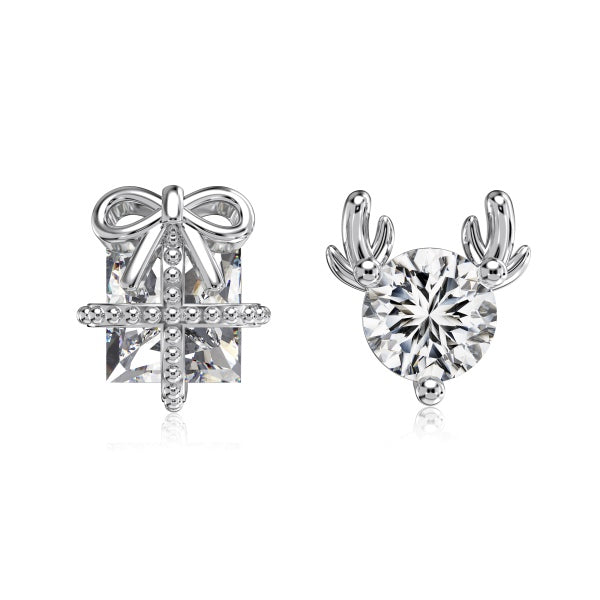 Anyco Earrings 925 Silver White Diamond Reindeer Elegant And Hypoallergenic Jewelry For Women