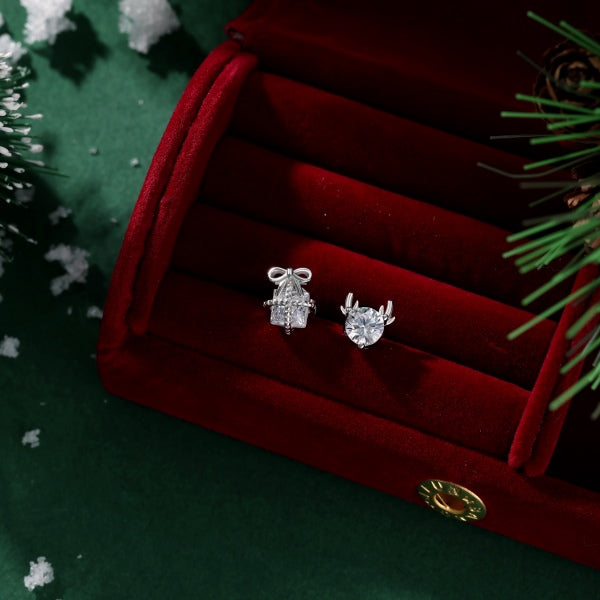 Anyco Earrings 925 Silver White Diamond Reindeer Elegant And Hypoallergenic Jewelry For Women