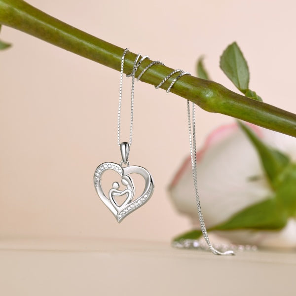 Anyco Necklace 925 Silver Mother And Child Heart
To Heart Creative Necklace Mother's Day Gift Necklaces For Women