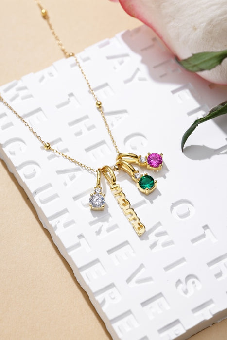 Anyco Necklace 18K Gold Mom Sweet & Cool DIY 925 Silver Green/Purple/Silver Charms  Stone Pendant Mother's Day Gift Necklaces For Women