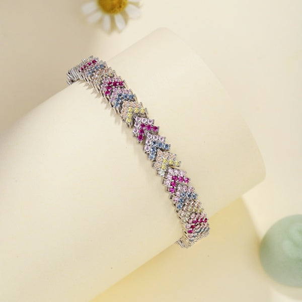 Anyco Bracelet 16cm 925 Silver Colorful Tennis Twisted Open Box Clasp With Zircon 5A Jewelry for Women