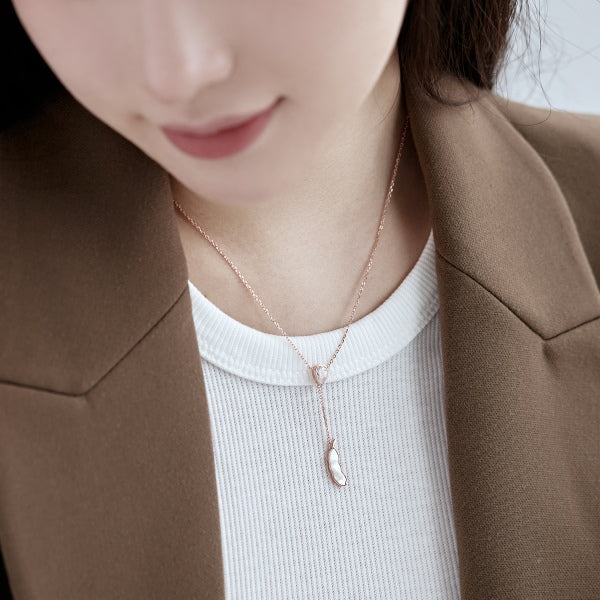 Anyco Necklace Rose Gold Plated 925 Silver Teardrop Flower Dangle with Zircon 5A Gift Jewelry