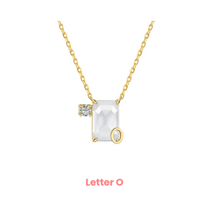 Anyco Necklace 925 Silver White Gradient Initial Pendant with Zircon 5A Gift Jewelry for Women