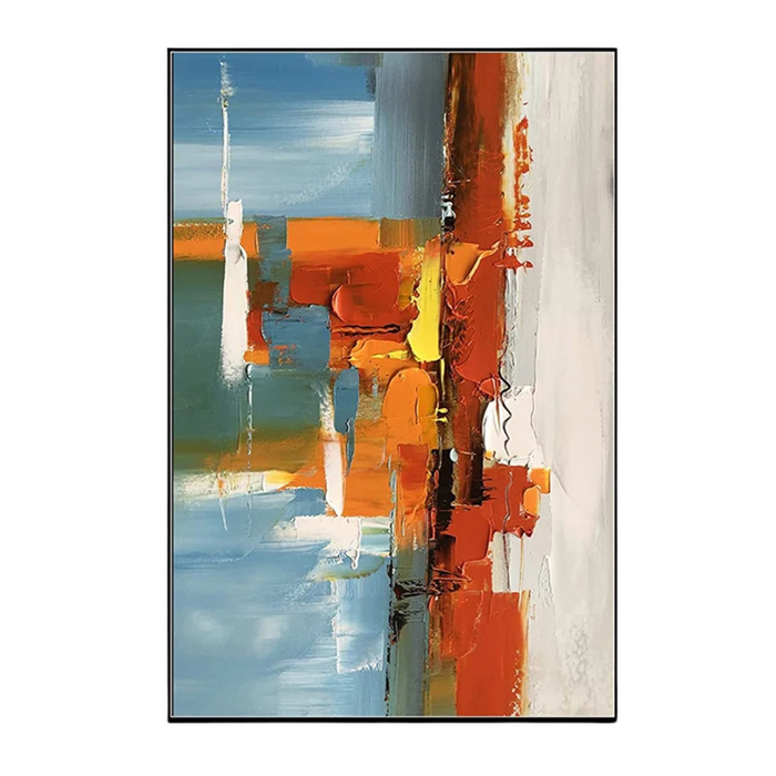 Anyhouz Canvas Art Hand Painted Orange Crush Contemporary Wall Artwork For Living Room