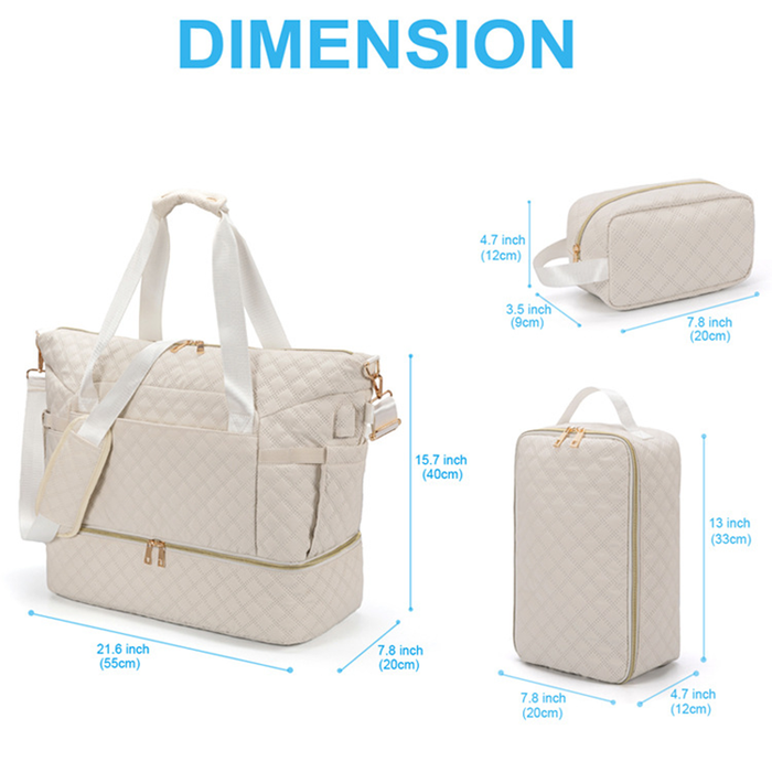 Anymom Mommy Diaper Bag White Handbag 3 pcs Set with Multiple Pocket Design for Travel Outdoor Changing Fashion Mom Shoulder Bags