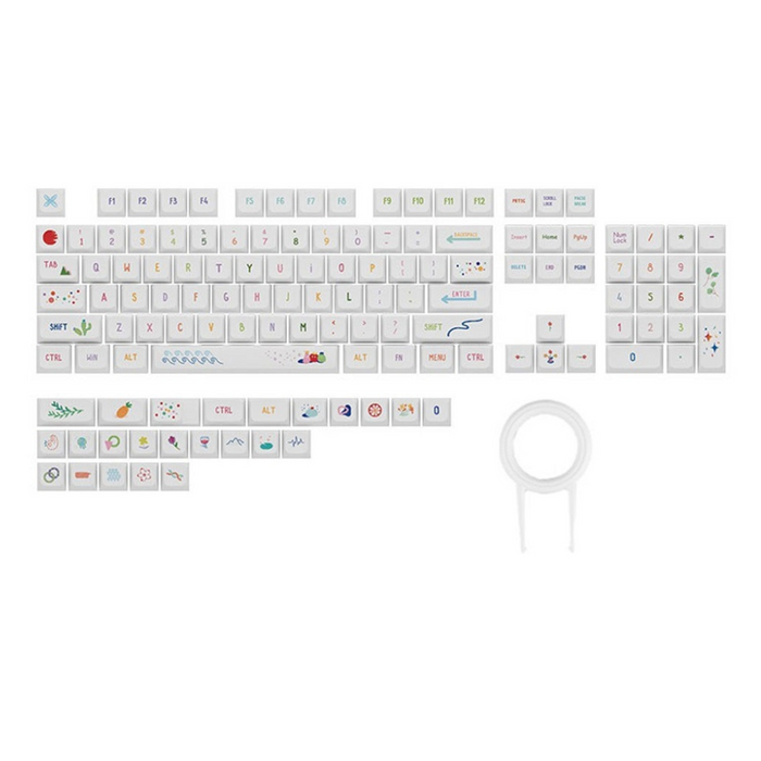 Anymob Keycap Keyboard White Summer 128 Keys Profile Switch Mechanical  Cute Keys