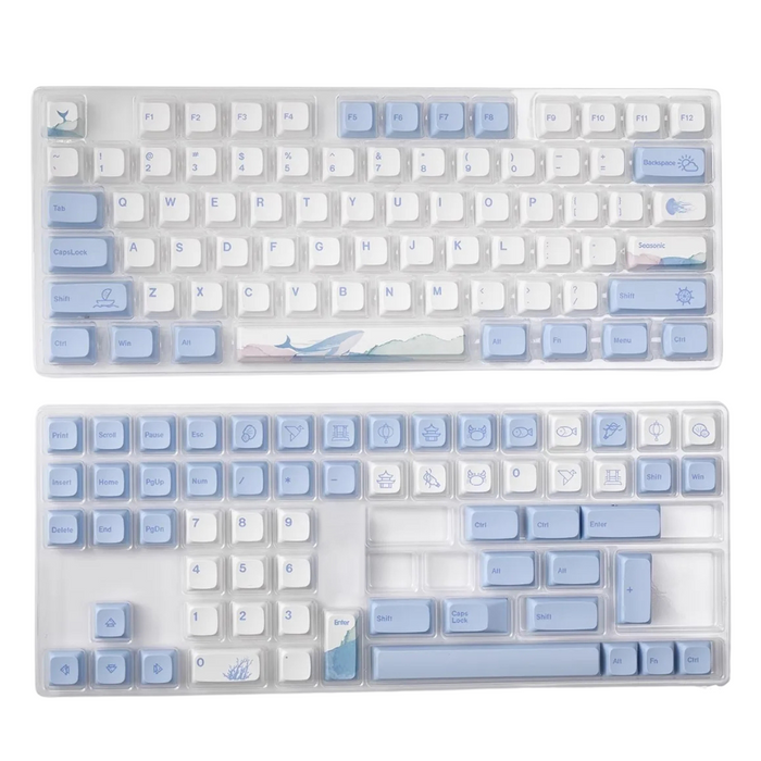 Anymob Keycap Keyboard Powder Blue 133 Keys Switch Customized Sublimation Touch Clicks Bag Pack