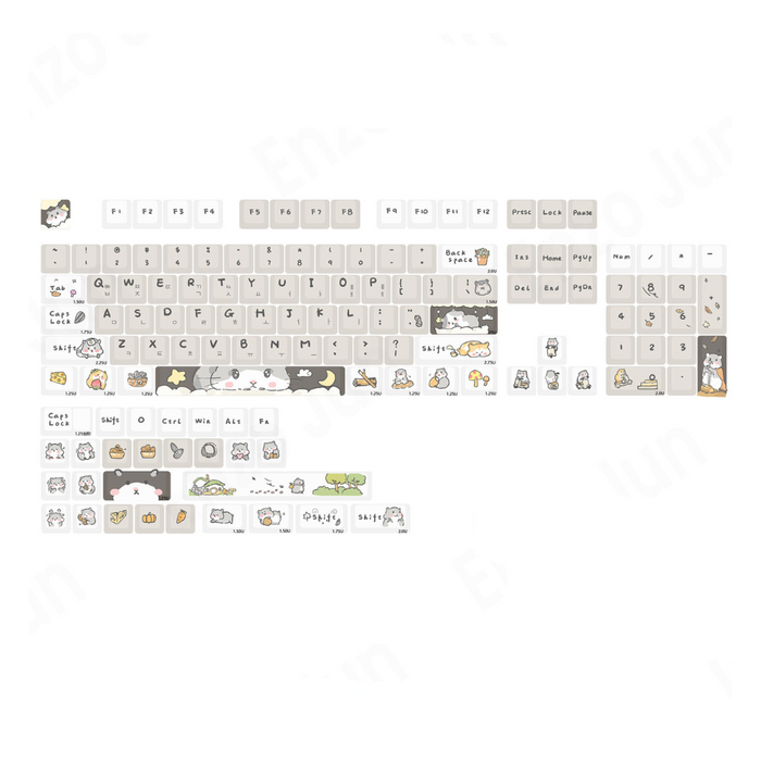 Anymob Keycap Keyboard White 131 Korean Keys Mechanical Switch Touch Clicks Box