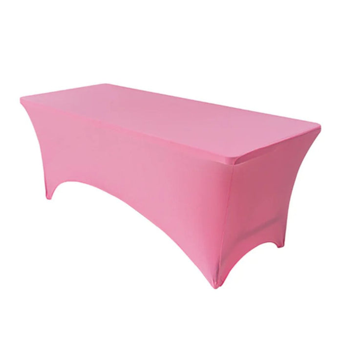 Anyhouz Tablecloth Pink Stretch Spandex Rectangle Fitted Table Cover Home Party Decoration