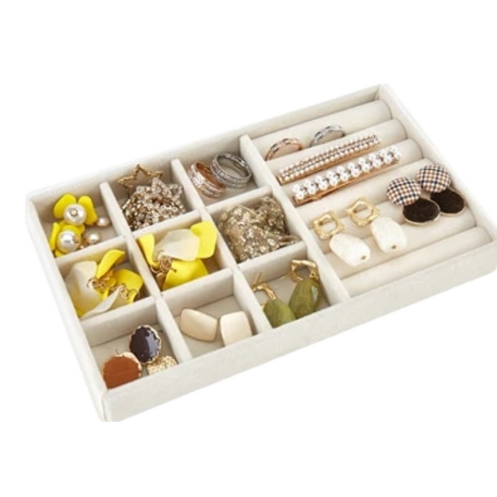 Anyhouz Jewelry Storage Beige Design H Display Tray Drawer Storage Jewellery Holder For Ring Earrings Necklace Bracelet