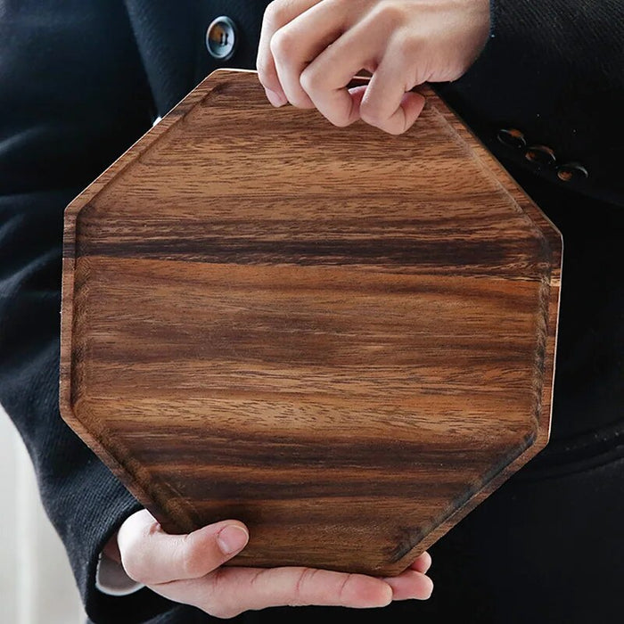 Anygleam Natural Wood Diagonal Acacia Wood Plate Serving Tray Food Kitchen Tableware