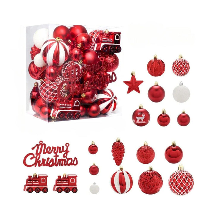 Anyhouz Christmas Tree Balls 65PC Set Holiday Hanging Decoration Ornaments